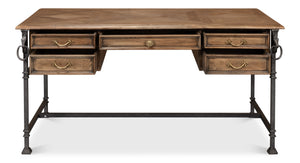 Sarreid Game Of Thrones Desk - Rustic Iron & Walnut Design With Desert Bleached Finish For Stylish Workspaces Tan  27100