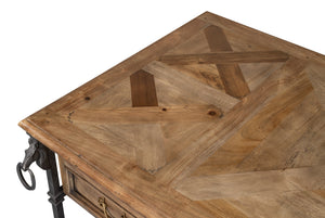 Sarreid Game Of Thrones Desk - Rustic Iron & Walnut Design With Desert Bleached Finish For Stylish Workspaces Tan  27100