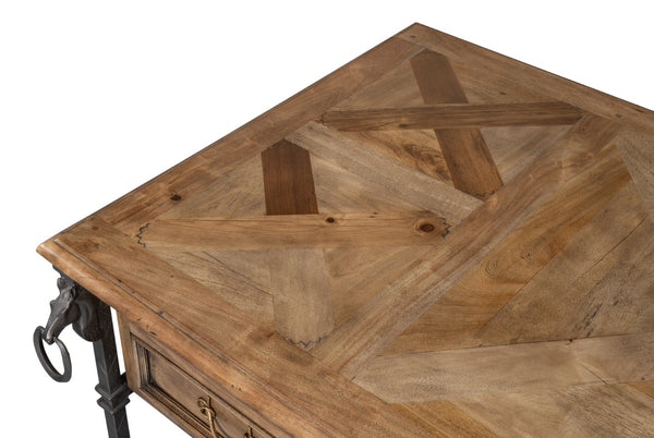 Sarreid Game Of Thrones Desk - Rustic Iron & Walnut Design With Desert Bleached Finish For Stylish Workspaces Tan  27100