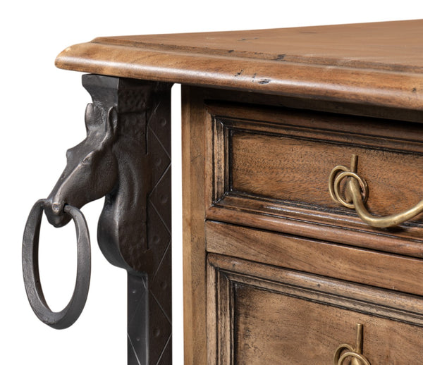 Sarreid Game Of Thrones Desk - Rustic Iron & Walnut Design With Desert Bleached Finish For Stylish Workspaces Tan  27100