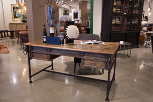Sarreid Game Of Thrones Desk - Rustic Iron & Walnut Design With Desert Bleached Finish For Stylish Workspaces Tan  27100