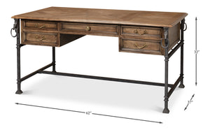 Sarreid Game Of Thrones Desk - Rustic Iron & Walnut Design With Desert Bleached Finish For Stylish Workspaces Tan  27100