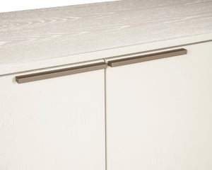 Sunpan REBEL Sideboard - Spacious Cream Grey Oak Storage with Champagne Gold Accents for Modern Elegance 108769