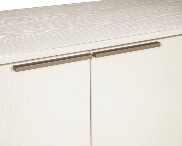 Sunpan REBEL Sideboard - Spacious Cream Grey Oak Storage with Champagne Gold Accents for Modern Elegance 108769