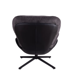 English Elm Christopher Knight Home® - 360° Swivel Office Chair Chenille and Faux Leather Accent with Metal Base, Ergonomic Plush Seating for Home and Office Black,Dark Gray N817P205024H