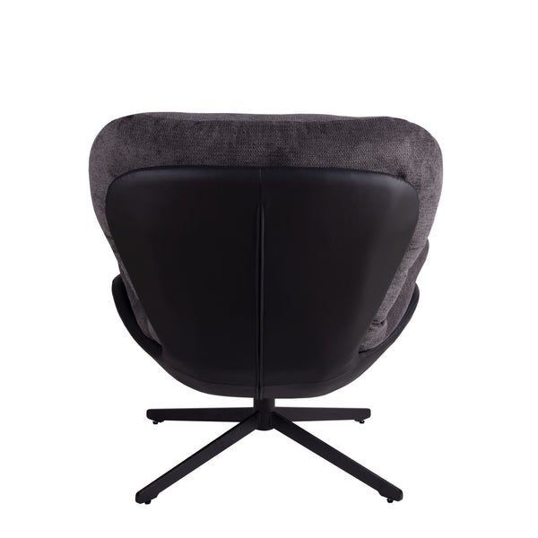 English Elm Christopher Knight Home® - 360° Swivel Office Chair Chenille and Faux Leather Accent with Metal Base, Ergonomic Plush Seating for Home and Office Black,Dark Gray N817P205024H