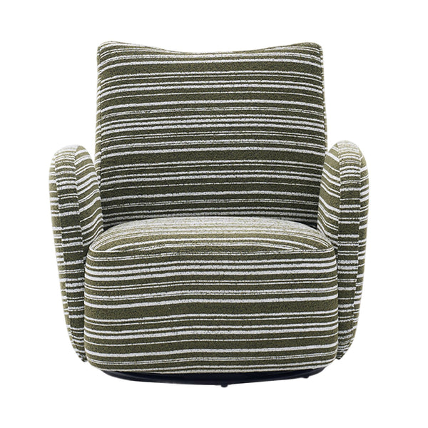 English Elm Modern Boucle 360° Swivel Leisure Chair with High‑Resilience Sponge, Supportive Curve, 550lb Capacity Olive Green W395P355490