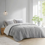 INK+IVY Kara  3 Piece Cotton Jacquard Comforter Set II10-1270 Gray