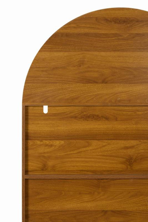 English Elm Vintage Hand-carved Solid Wood Bookcase Tall Arched Open Shelf Cabinet for Living Room W3123P485777