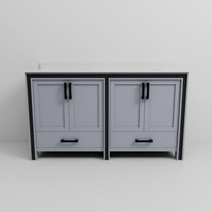 English Elm Dark Grey Double Bath Vanity 60" W X 22" D With White Quartz Top - Elegant Storage & Modern Style B2731P260620