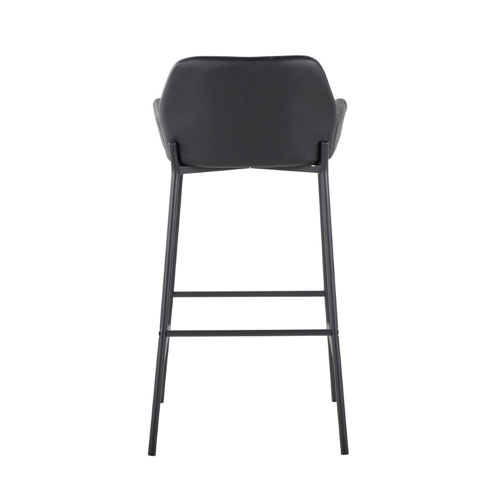 English Elm Fixed-height Industrial Counter Stools Tufted Faux Leather Black Metal Set of 2 B202S02157