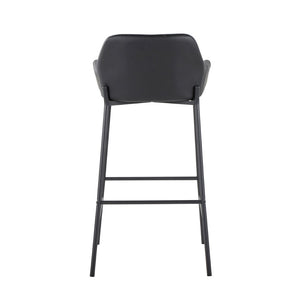 English Elm Fixed-height Industrial Counter Stools Tufted Faux Leather Black Metal Set of 2 B202S02157