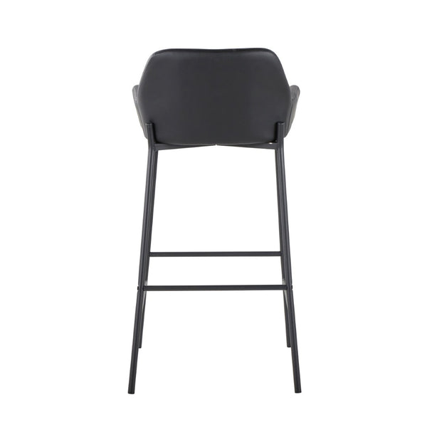 English Elm Fixed-height Industrial Counter Stools Tufted Faux Leather Black Metal Set of 2 B202S02157