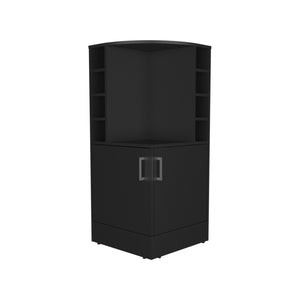 English Elm Jakes 42" Tall Corner Bar Cabinet with 8 Bottle Cubbies, Double Doors and Space-Saving Design Black 30.5 L x 59 W x 12 H B200P253730
