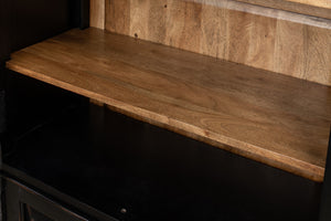 Sarreid Bookcase In Elegant Ebony Finish - Solid Walnut And Glass With 5 Adjustable Shelves & 2 Keys Black  27160