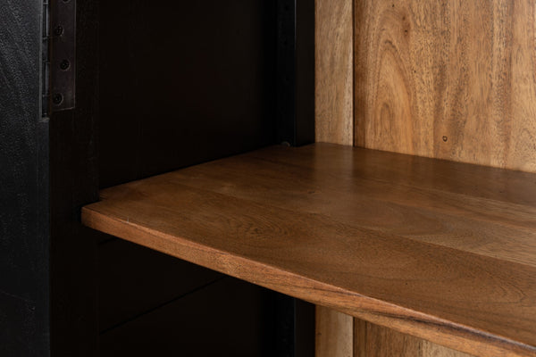 Sarreid Bookcase In Elegant Ebony Finish - Solid Walnut And Glass With 5 Adjustable Shelves & 2 Keys Black  27160