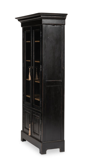 Sarreid Bookcase In Elegant Ebony Finish - Solid Walnut And Glass With 5 Adjustable Shelves & 2 Keys Black  27160