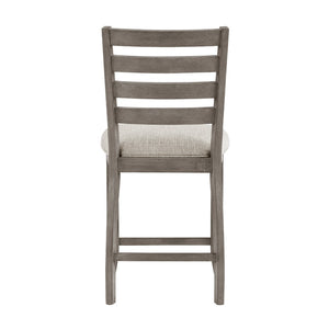 English Elm Trea Ladder Back Counter Stools Cushioned Polyester Seat Cherry Wood Set of Two Beige+Grey B056P416886