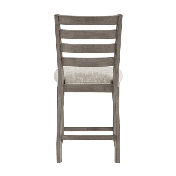English Elm Trea Ladder Back Counter Stools Cushioned Polyester Seat Cherry Wood Set of Two Beige+Grey B056P416886