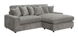 English Elm Tavia Gray Corduroy Reversible Sectional Sofa with 6 Pillows, Pocket Coil Seats, Modern L-Shape B2726P271002