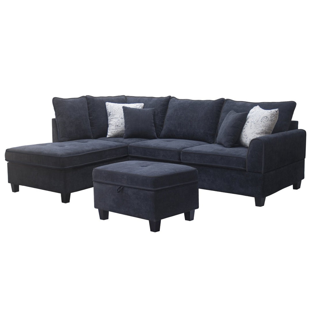 English Elm Harmony L-shaped Charcoal Fabric Sectional with Chaise and Storage Ottoman Included B061S00865