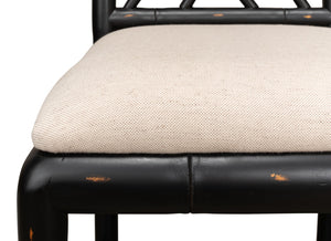 Sarreid Brighton Bamboo Side Chair Set Of 2 - Stylish Black Finish, Durable Birch, Elegant Linen Fabric Black  27191