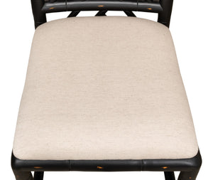 Sarreid Brighton Bamboo Side Chair Set Of 2 - Stylish Black Finish, Durable Birch, Elegant Linen Fabric Black  27191