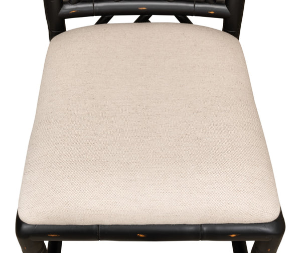 Sarreid Brighton Bamboo Side Chair Set Of 2 - Stylish Black Finish, Durable Birch, Elegant Linen Fabric Black  27191