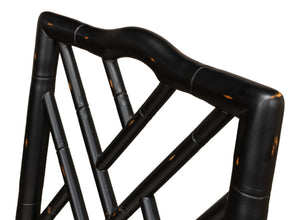 Sarreid Brighton Bamboo Side Chair Set Of 2 - Stylish Black Finish, Durable Birch, Elegant Linen Fabric Black  27191