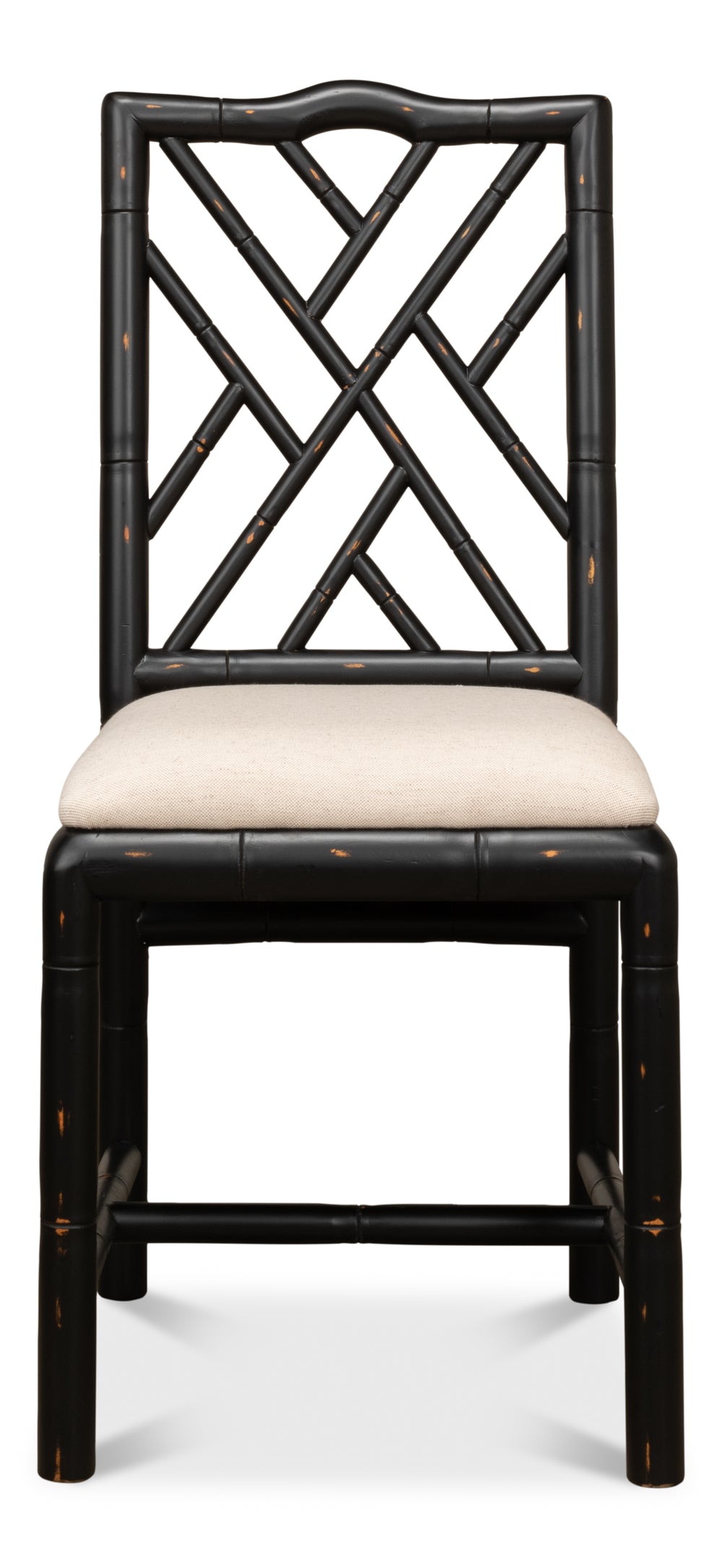 Sarreid Brighton Bamboo Side Chair Set Of 2 - Stylish Black Finish, Durable Birch, Elegant Linen Fabric Black  27191
