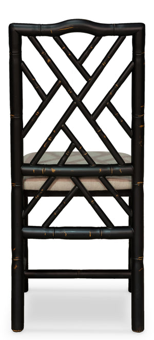 Sarreid Brighton Bamboo Side Chair Set Of 2 - Stylish Black Finish, Durable Birch, Elegant Linen Fabric Black  27191