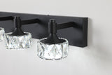 English Elm Modern 6-Light Matte Black Led Vanity Light Fixture With Crystal Glass Shades, Bathroom Wall Sconce For Elegant and Contemporary Home Decor