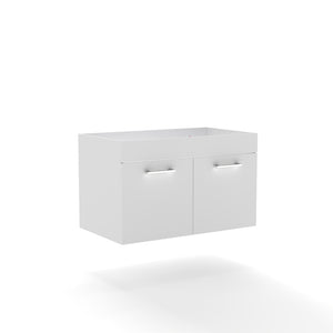English Elm 32-inch Glossy White Wall Mounted Vanity Cabinet with Soft Close Double Door Storage W3151P353908