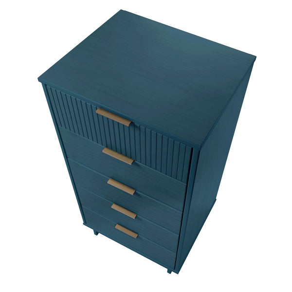 English Elm Granville 24" Chest In Midnight Blue – Elegant 5-Drawer Solid Wood Storage With Luxe Gold Handles B365S00071