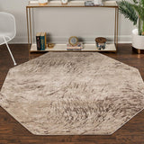 Unique Loom Oasis Wave Machine Made Abstract Rug Brown, Beige/Ivory/Light Brown 6' 1" x 6' 1"