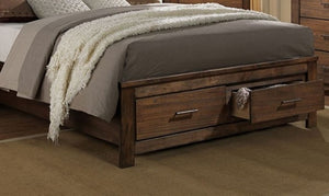 English Elm Modern Oak Veneer Eastern King Platform Bed with Headboard Shelving and Underbed Drawers B011S02144