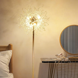 English Elm 69 inch Crystal Floor Lamp Gold Finish — 69" Modern K9 Crystal LED Standing Lamp with Foot Switch, Tall Decor W2738P185398