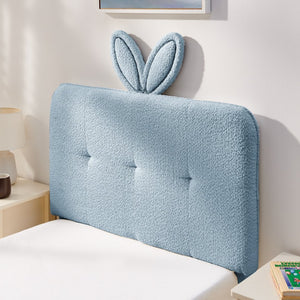English Elm Twin Kids Boucle Upholstered Bed Rabbit Ear Headboard Led Lighting Four Storage Drawers Navy W1413P384922