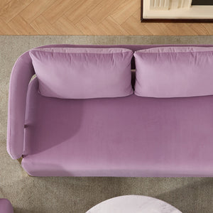 English Elm TS Modern decorative chair with teddy fleece upholstery, ergonomic sponge cushion and gold legs for luxe comfort and style Lilac W2311P364627