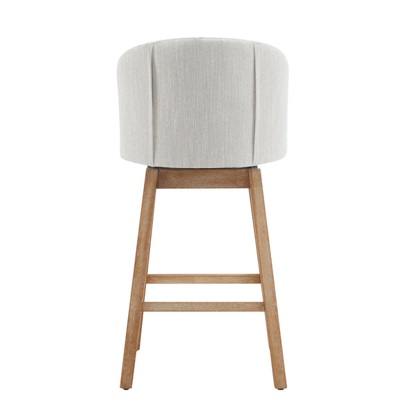 English Elm Christopher Knight Home® - 33.25" Swivel Counter Stools Set of 2 - 360° Upholstered Button-Tufted Back, Rubberwood Frame, Beige WF532109BGE