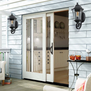 English Elm 2-Pack Vintage Outdoor Lanterns Black Wall Sconces with Bubble Glass, Weatherproof Aluminum, E26 Compatible W1340P143700