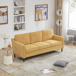 English Elm 80.31'' Upholstered Sofa in Antique Yellow – Curved Track Arms, High-Density Foam Comfort, Quick Assembly T2694P291456
