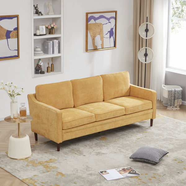 English Elm 80.31'' Upholstered Sofa in Antique Yellow – Curved Track Arms, High-Density Foam Comfort, Quick Assembly T2694P291456