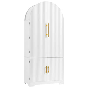 English Elm K&k Farmhouse Pantry Cabinet 72 Inch Tall Mdf Cupboard with Adjustable Shelves White N707S000020W