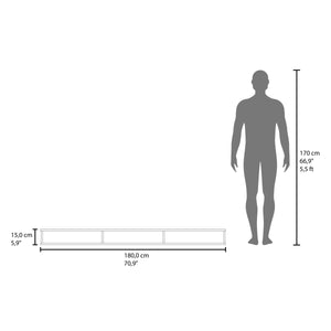 English Elm Ash Ash Wood TV Stand with Three Open Shelves, Sleek Rectangular Design, Durable Grain Finish B062P290282