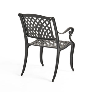 English Elm Cayman Arch Back Cast Aluminum Mesh Outdoor Dining Chairs Weather Resistant Set 54587.00SAD