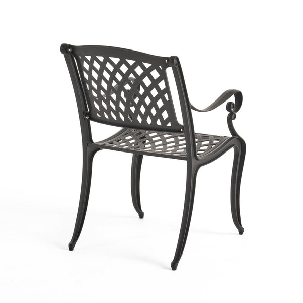 English Elm Cayman Arch Back Cast Aluminum Mesh Outdoor Dining Chairs Weather Resistant Set 54587.00SAD