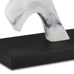 Devant Contemporary Table Lamp - White Composite with Black Swirls on Stylish Black Base, 34.75" Tall