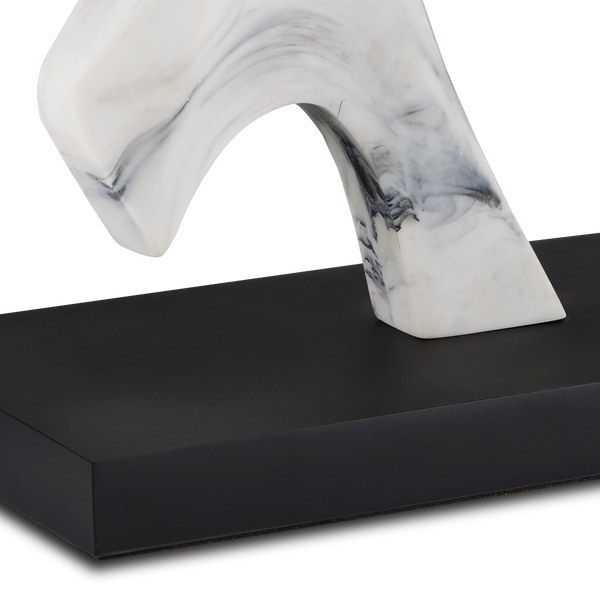 Devant Contemporary Table Lamp - White Composite with Black Swirls on Stylish Black Base, 34.75" Tall