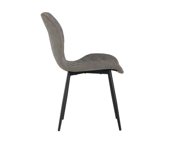 Sunpan Lyla Dining Chair Set - Chic Faux Leather Design with Diamond Tufting and Stylish Steel Legs Black / Antique Grey